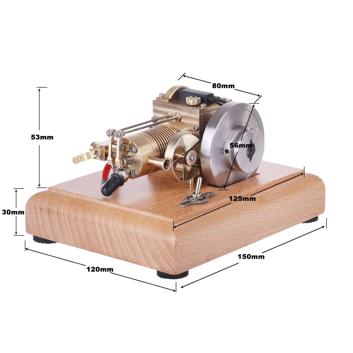 M16B 1.6cc Mini Horizontal 4 Stroke Gasoline Engine Model Air Cooled Brass Internal Combustion Toy-helloworld7