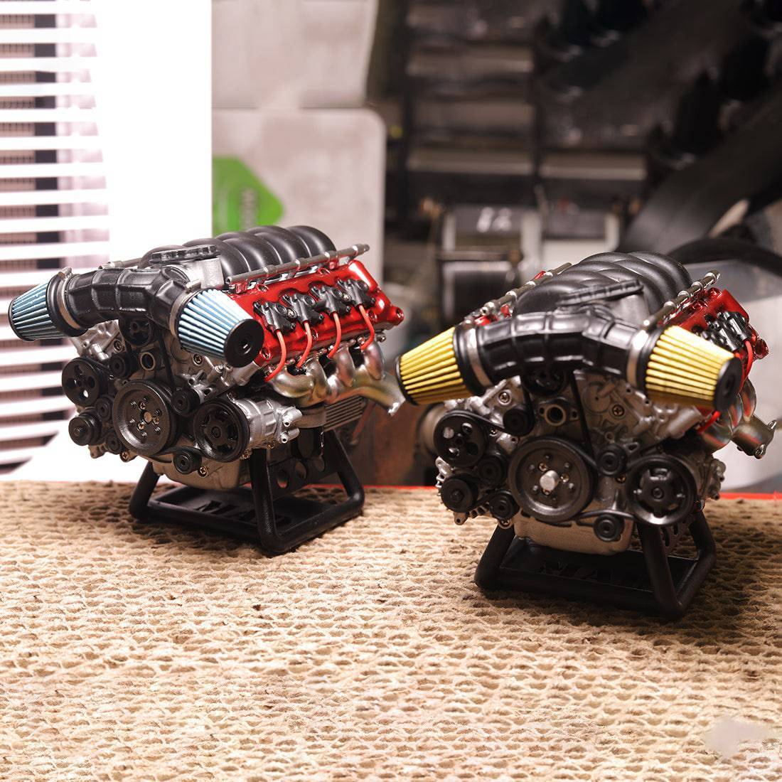 HelloWorld7-MAD RC Simulated V8 Engine KIT that Works Original Color Unpainted Version