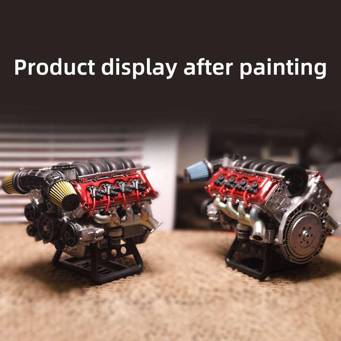 HelloWorld7-MAD RC Simulated V8 Engine KIT that Works Original Color Unpainted Version