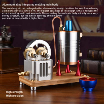 HelloWorld7-Metal Twin-Cylinder Steam Engine Model with Dynamic Balanced Crankshaft RTR