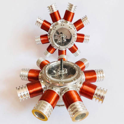 Mini 9-Cylinder Radial Electromagnetic Engine Model Brushless Motor for RC Car Desk Decor-helloworld7