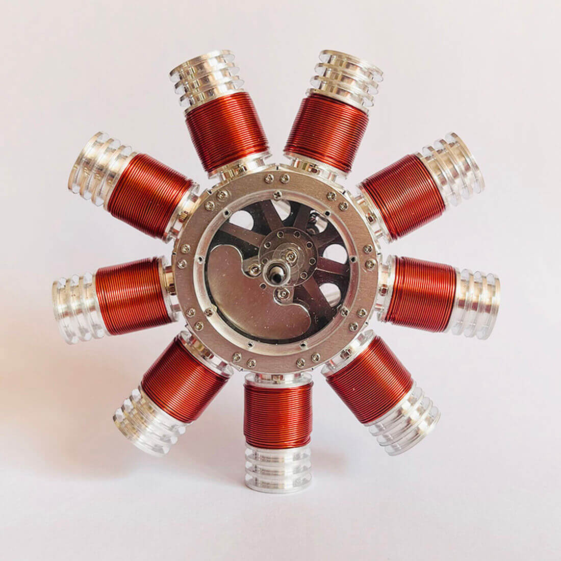 HelloWorld7-Mini 9 Cylinder Electromagnetic Motor Radial Solenoid Engine Brushless Motor Model Technology-helloworld7