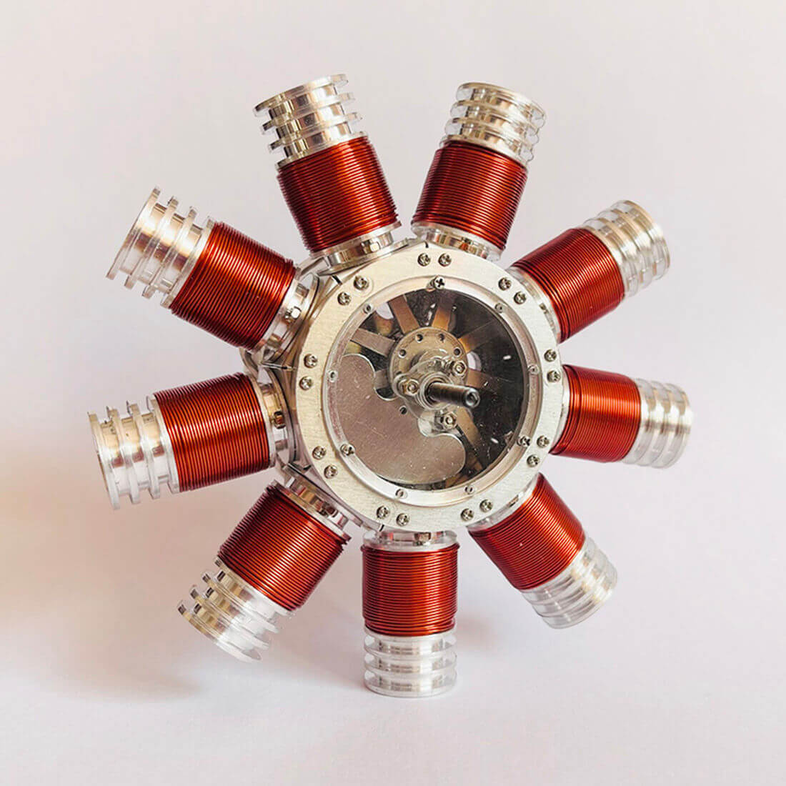 Mini 9-Cylinder Radial Electromagnetic Engine Model Brushless Motor for RC Car Desk Decor-helloworld7