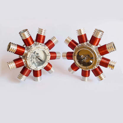Mini 9-Cylinder Radial Electromagnetic Engine Model Brushless Motor for RC Car Desk Decor-helloworld7