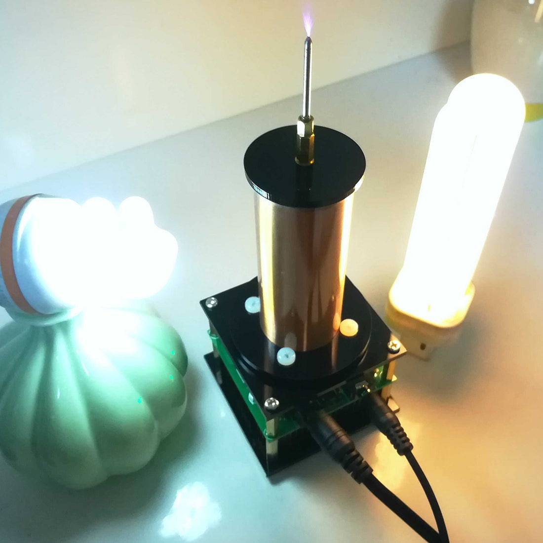 HelloWorld7-Musical Tesla Coil Plasma Loud Speaker with 24V Power Adapter Experiment- US Plug