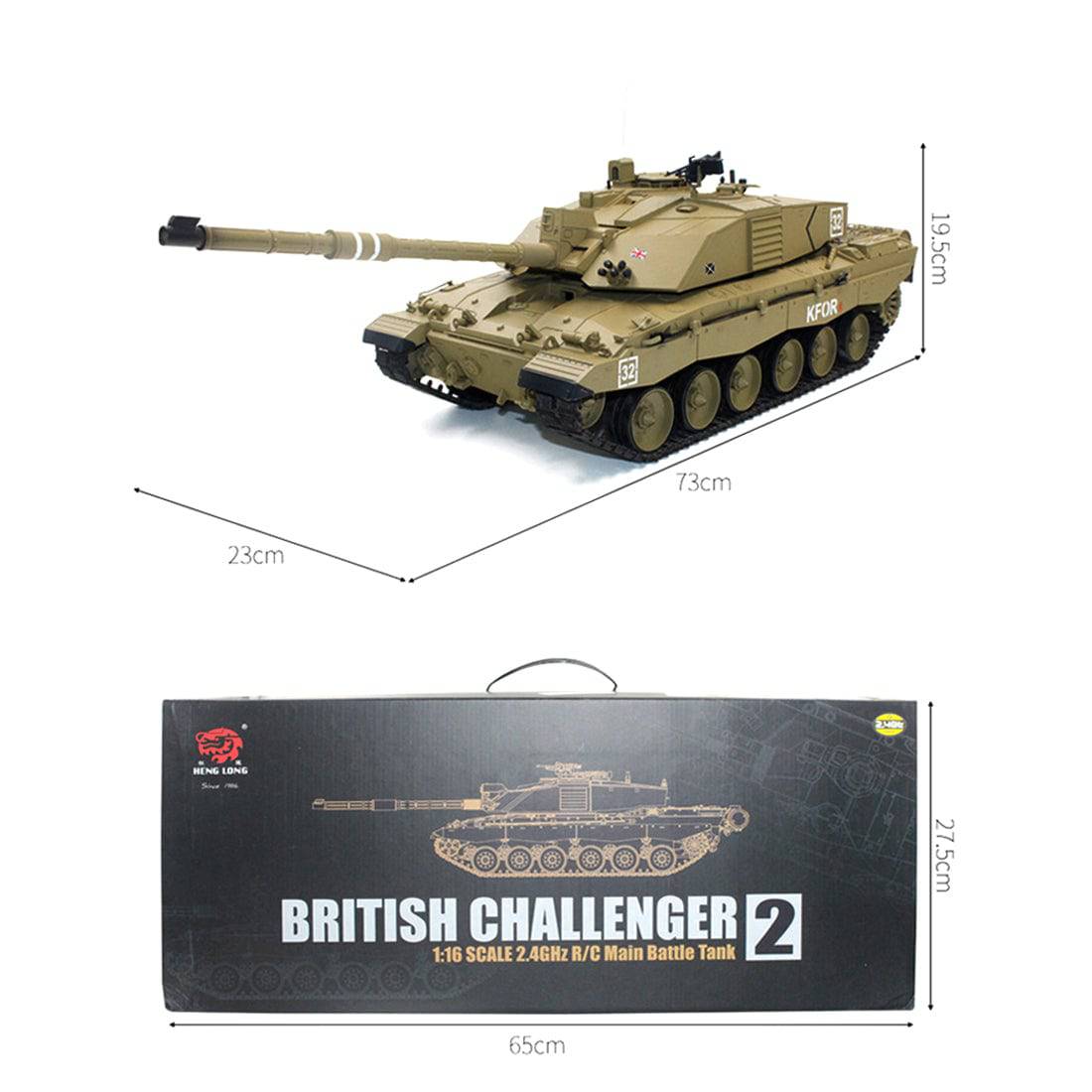 1/16 Scale British Challenger 2 RC Main Battle Tank with Smoke Sound & BB Shooting Function