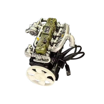 HelloWorld7-Pre-painted model L4 Car Engine kits With Turbocharger 1/20th Scale for Scale Modelers