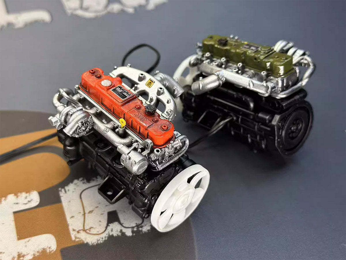HelloWorld7-Pre-painted model L4 Car Engine kits With Turbocharger 1/20th Scale for Scale Modelers