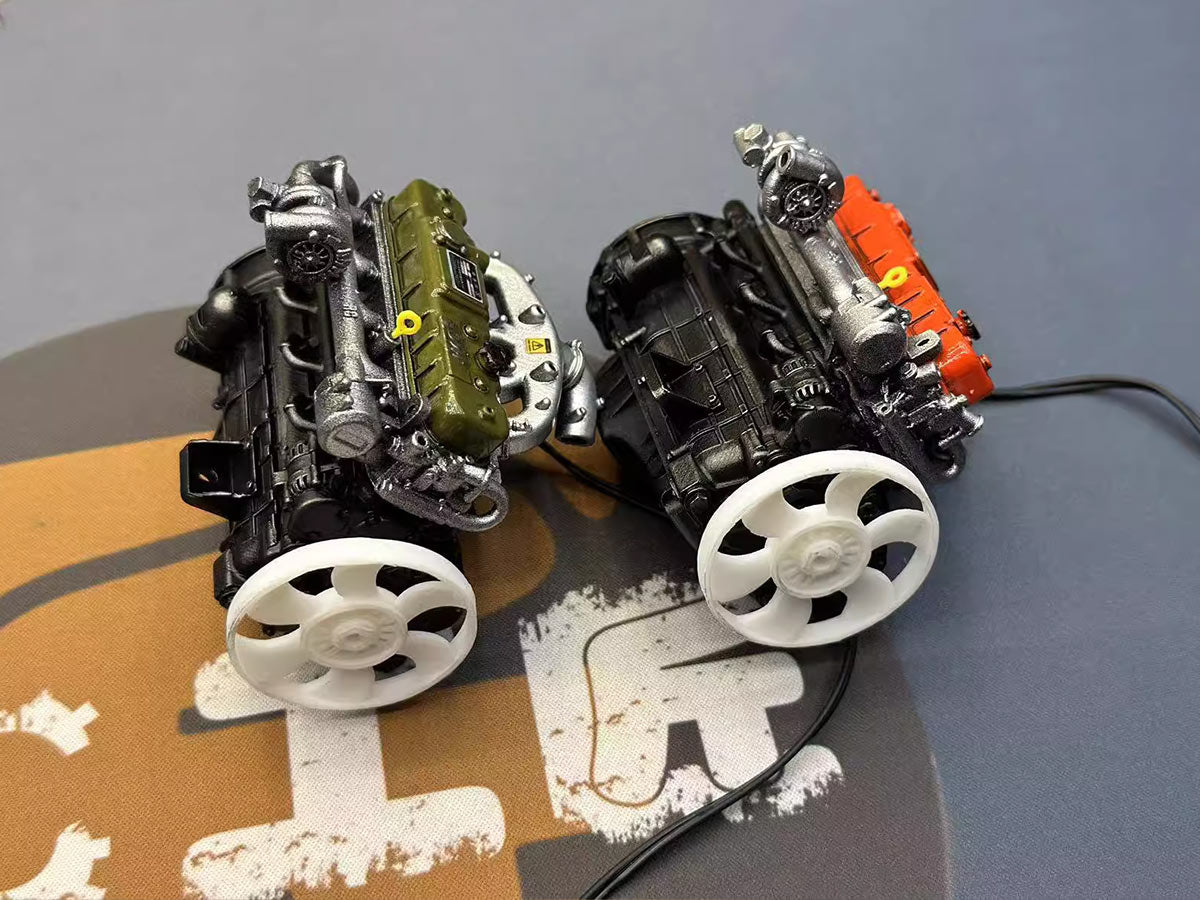 HelloWorld7-Pre-painted model L4 Car Engine kits With Turbocharger 1/20th Scale for Scale Modelers