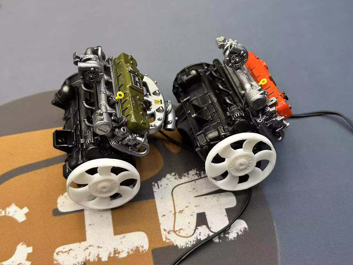 HelloWorld7-Pre-painted model L4 Car Engine kits With Turbocharger 1/20th Scale for Scale Modelers