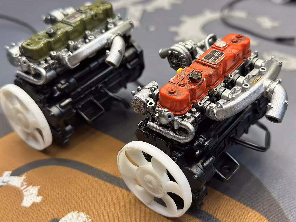 HelloWorld7-Pre-painted model L4 Car Engine kits With Turbocharger 1/20th Scale for Scale Modelers