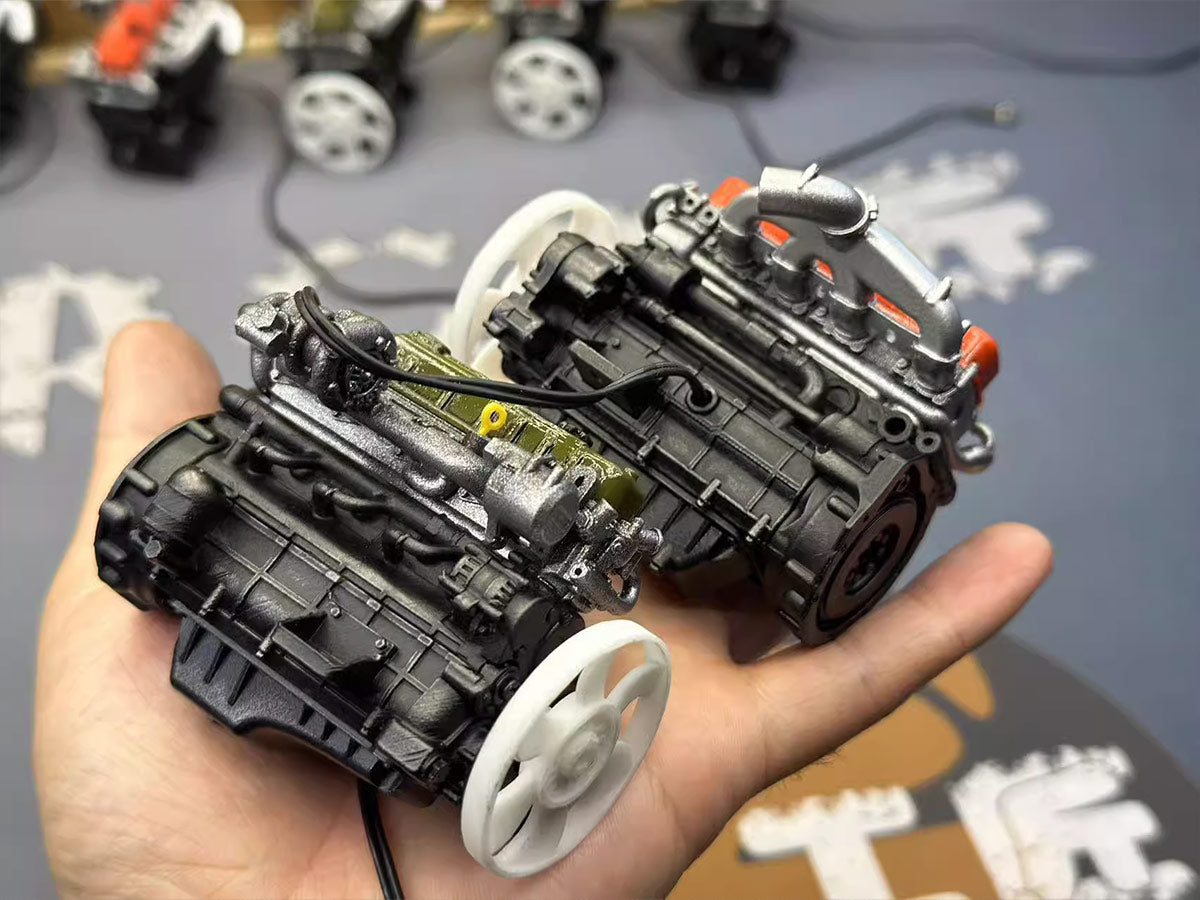 HelloWorld7-Pre-painted model L4 Car Engine kits With Turbocharger 1/20th Scale for Scale Modelers