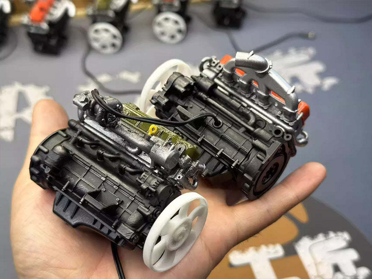 HelloWorld7-Pre-painted model L4 Car Engine kits With Turbocharger 1/20th Scale for Scale Modelers