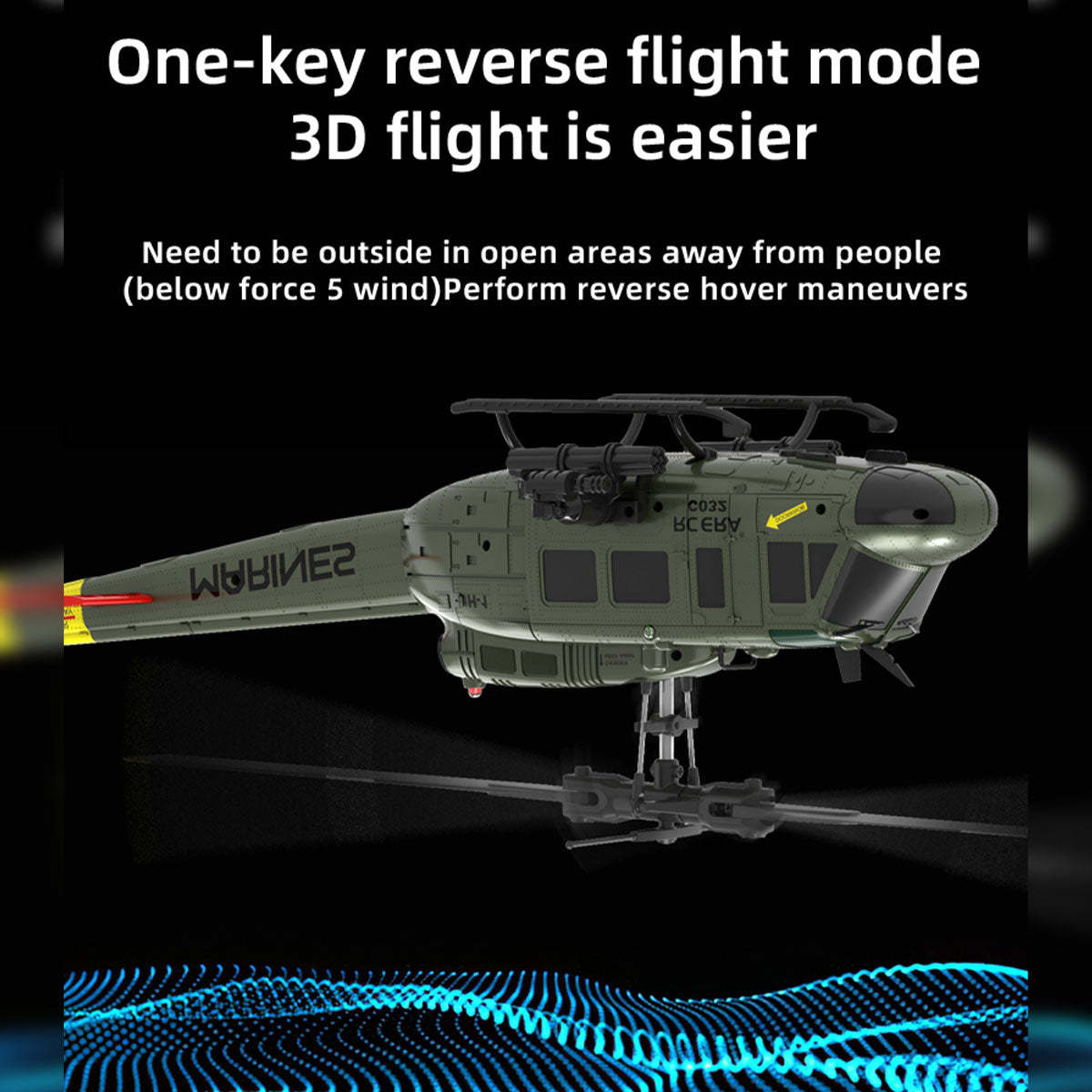 HelloWorld7-RC ERA C032 UH-1 Huey RTF 2.4G 6CH Flybarless 1/48 RC Helicopter Model for Beginner