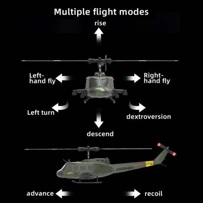 HelloWorld7-RC ERA C032 UH-1 Huey RTF 2.4G 6CH Flybarless 1/48 RC Helicopter Model for Beginner