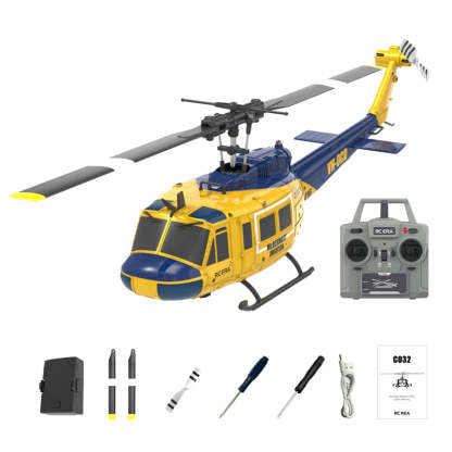 HelloWorld7-RC ERA C032 UH-1 Huey RTF 2.4G 6CH Flybarless 1/48 RC Helicopter Model for Beginner