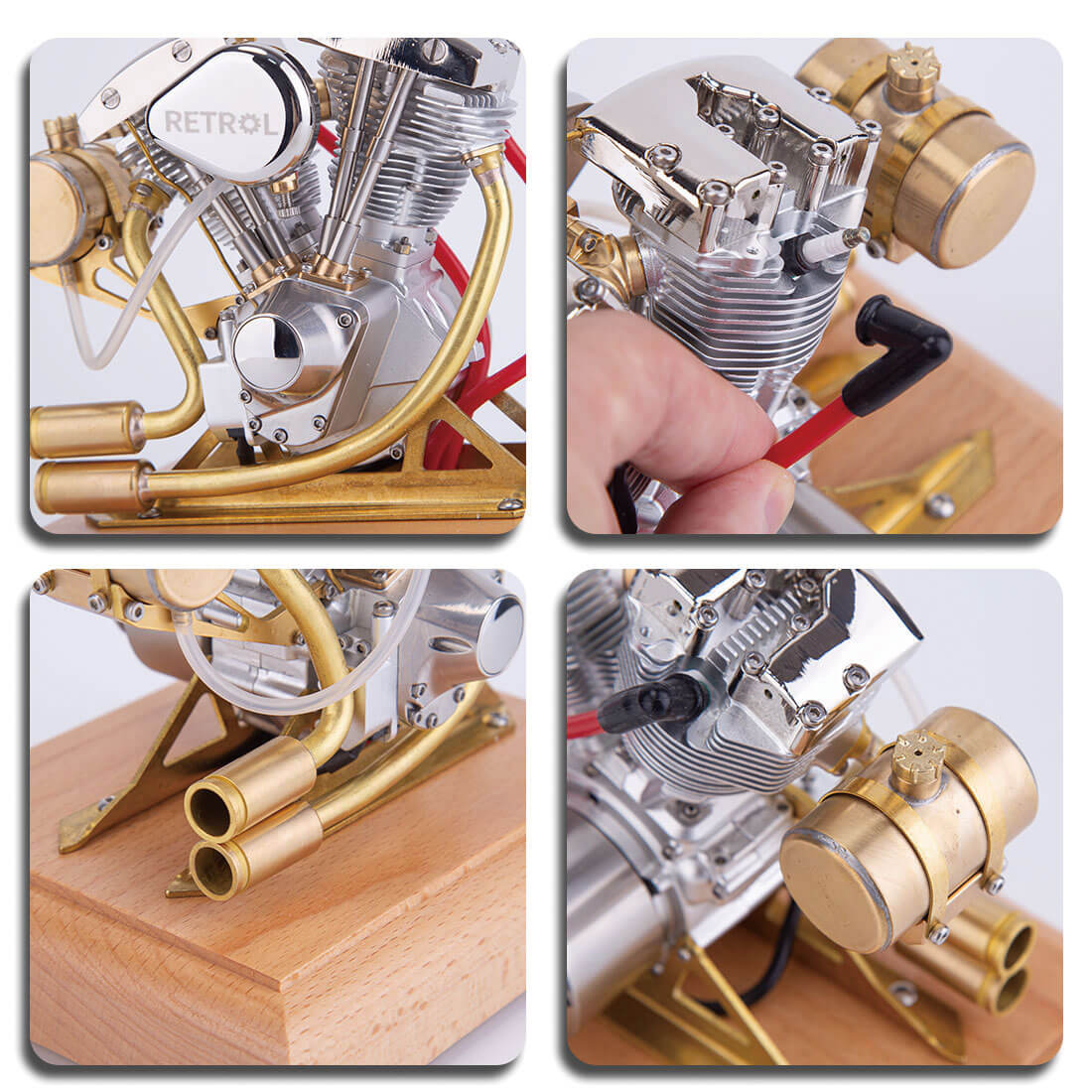 Retrol R31 4.2cc V-Twin Shovelhead Style 4 Stroke Gas Engine Model Gift-helloworld7