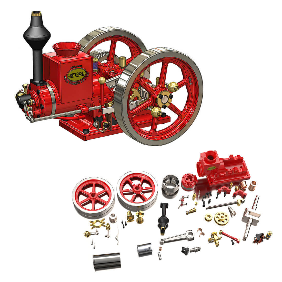 HelloWorld7-RETROL HM-01 7cc Model Hit and Miss 4-stroke Horizontal Internal Combustion Engine