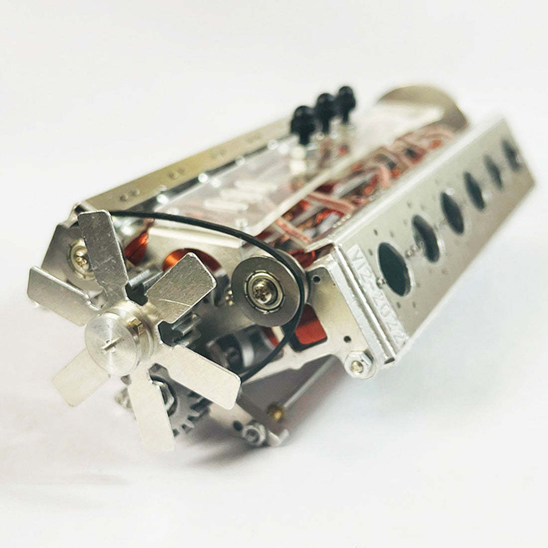 HelloWorld7-Running V12 Solenoid Engine Metal Brushless Electromagnetic Engine Model