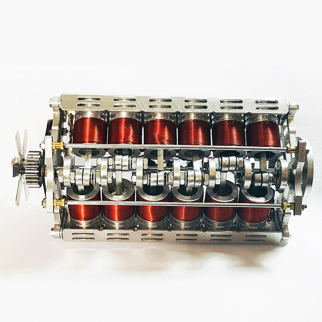 HelloWorld7-Running V12 Solenoid Engine Metal Brushless Electromagnetic Engine Model
