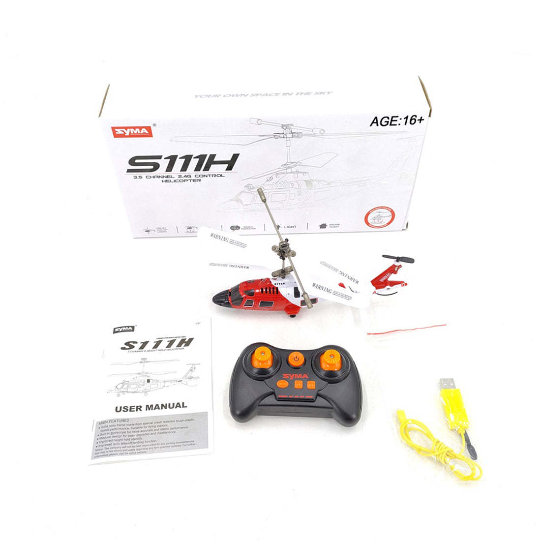 HelloWorld7-S111H 2.4G RC Airplane 3CH Dual-Prop Gyro Stabilized RC Helicopter Aircraft Model with Bright Night Navigation Lights - RTF Version-helloworld7