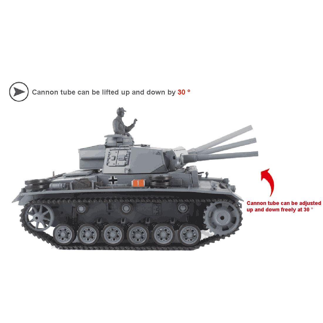 1/16 Scale German Panzer III L RC Tank Metal Ultimate Edition Smoke Sound Recoil