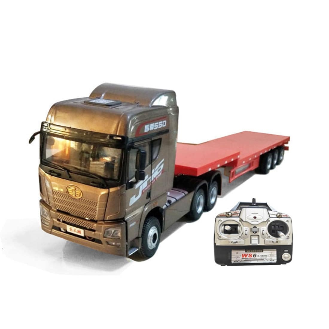 1/24 Scale RC Tow Truck with Detachable Flatbed Trailer RTR 2-Speed Heavy Duty Tractor