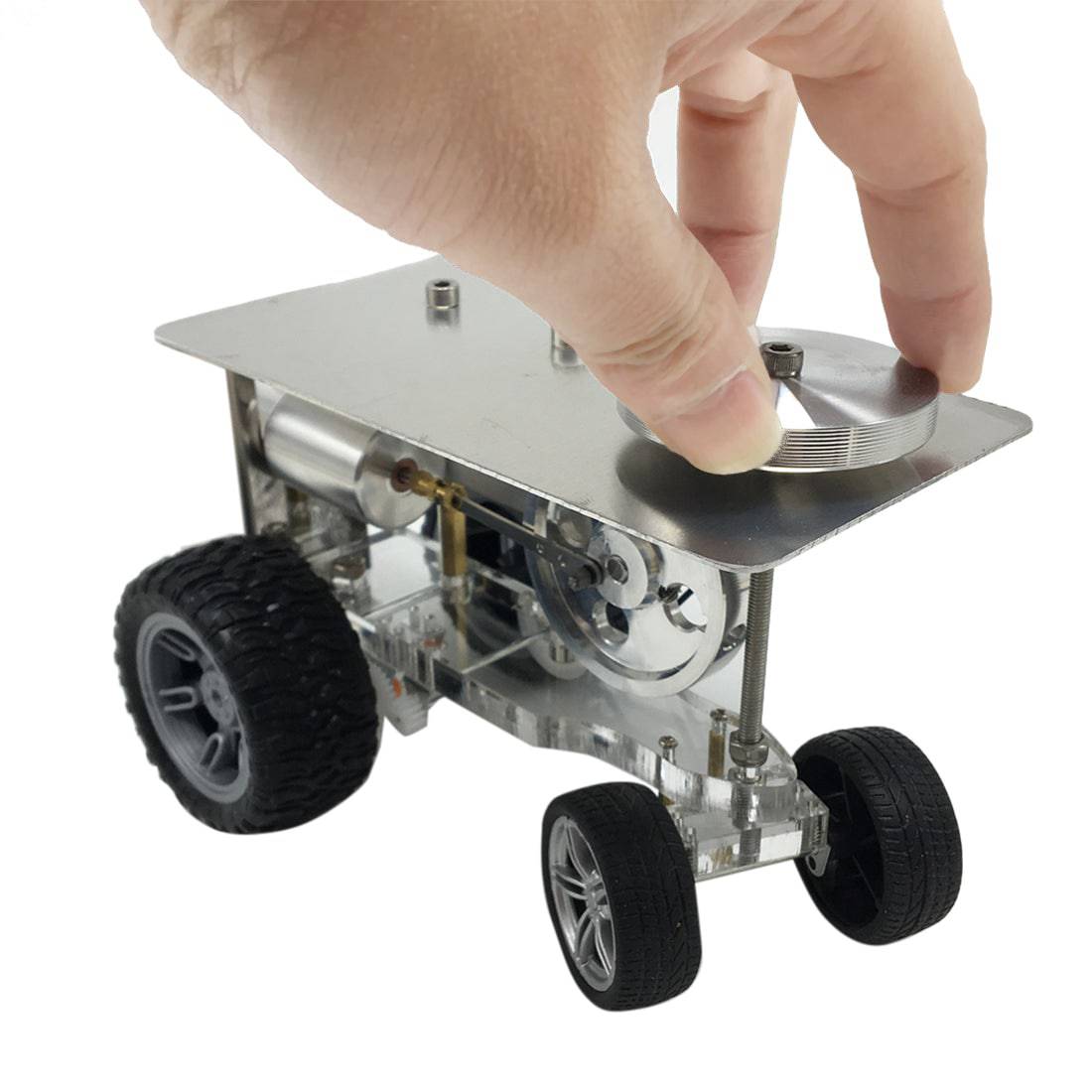 HelloWorld7-Single Cylinder Hot Air Stirling Engine Tractor Model Engine Physical Experiment Toy