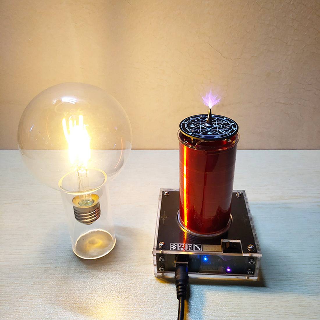 HelloWorld7-Small Bluetooth Windmill Plasma Speaker Music Tesla Coil Acrylic