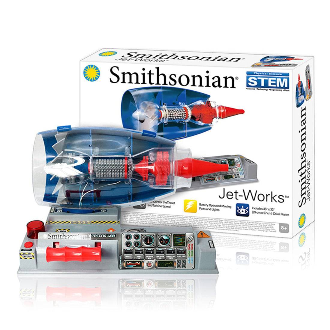 Smithsonian Electric Jet Engine Model Kit DIY Turbofan STEM Science Toy with Lights & Speed Control-helloworld7