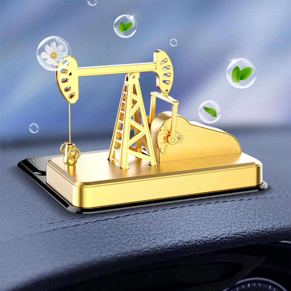 HelloWorld7-Solar Power Powered Toy Mini PumpJack Pumping Unit Model Car Diffuser