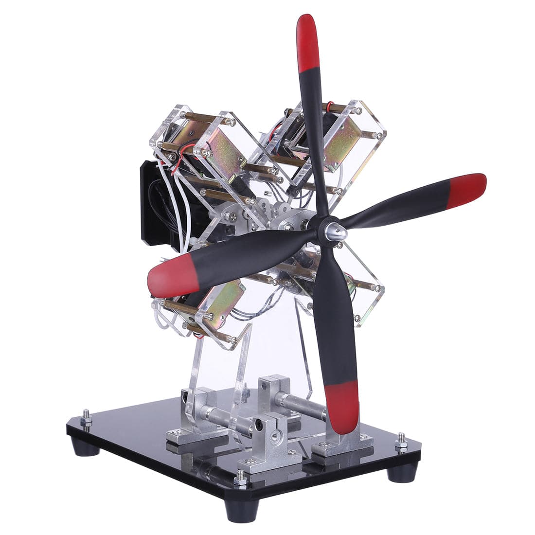 HelloWorld7-STARK-79 4-cylinder Airplane Shape Hall Sensor Engine Magnetic Engine Model