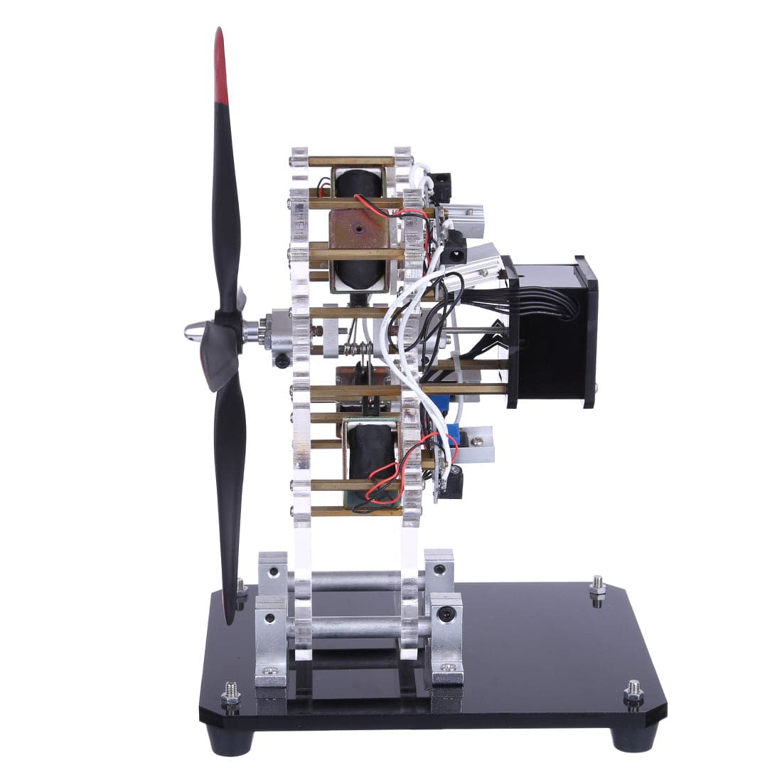 HelloWorld7-STARK-79 4-cylinder Airplane Shape Hall Sensor Engine Magnetic Engine Model