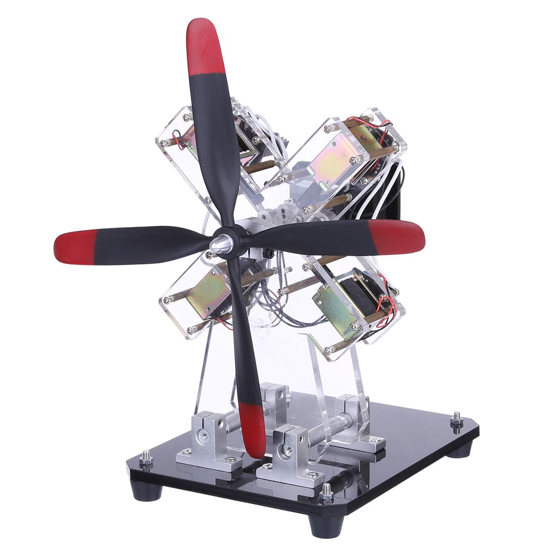 HelloWorld7-STARK-79 4-cylinder Airplane Shape Hall Sensor Engine Magnetic Engine Model