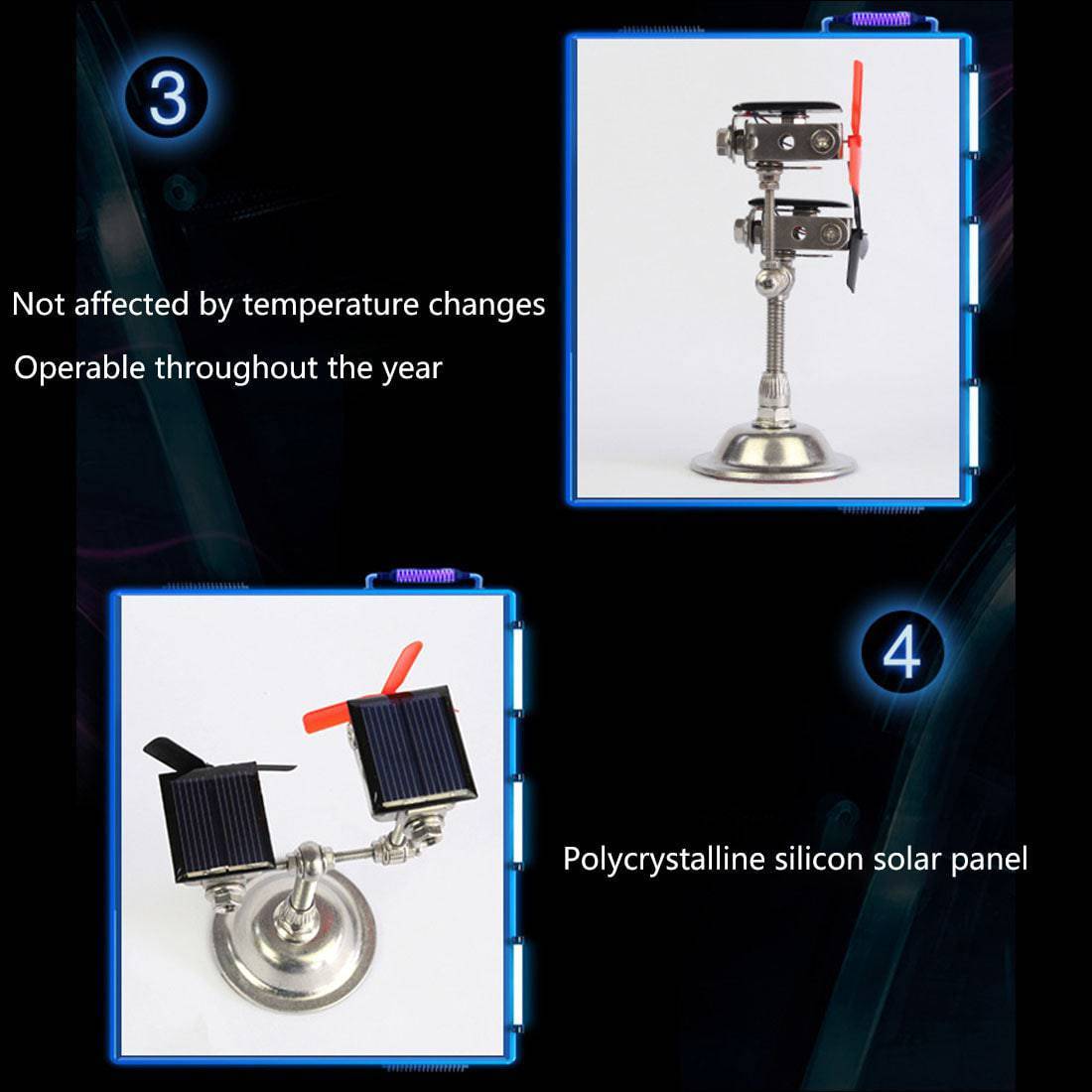 HelloWorld7-Stark Solar Powered Motor Model with 2 Windmills Science Experiment Toy
