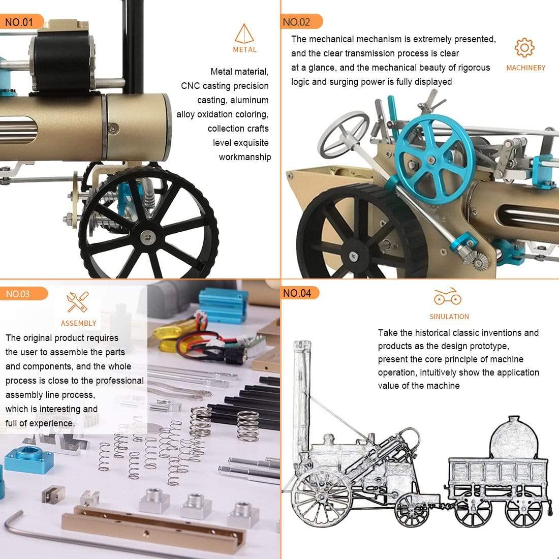 Full Metal Steam Car Model Assembly Kit Electric DIY Mechanical Gift-helloworld7