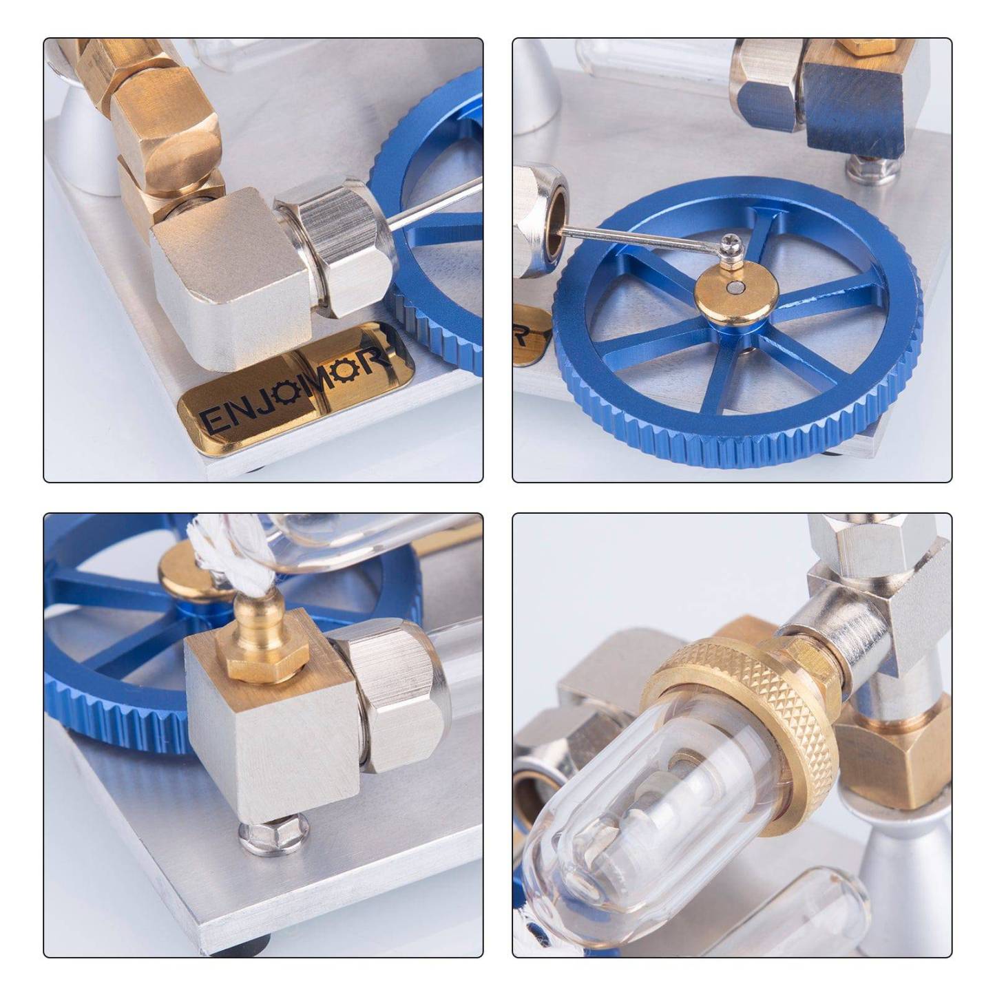 Adjustable Speed Golden Stirling Engine Model External Combustion Science Gift