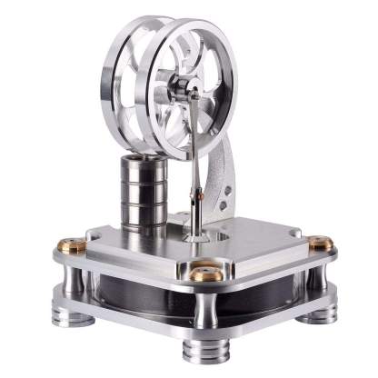All-Metal Low Temperature Stirling Engine Model Twin Flywheel Heat Powered Physics Toy