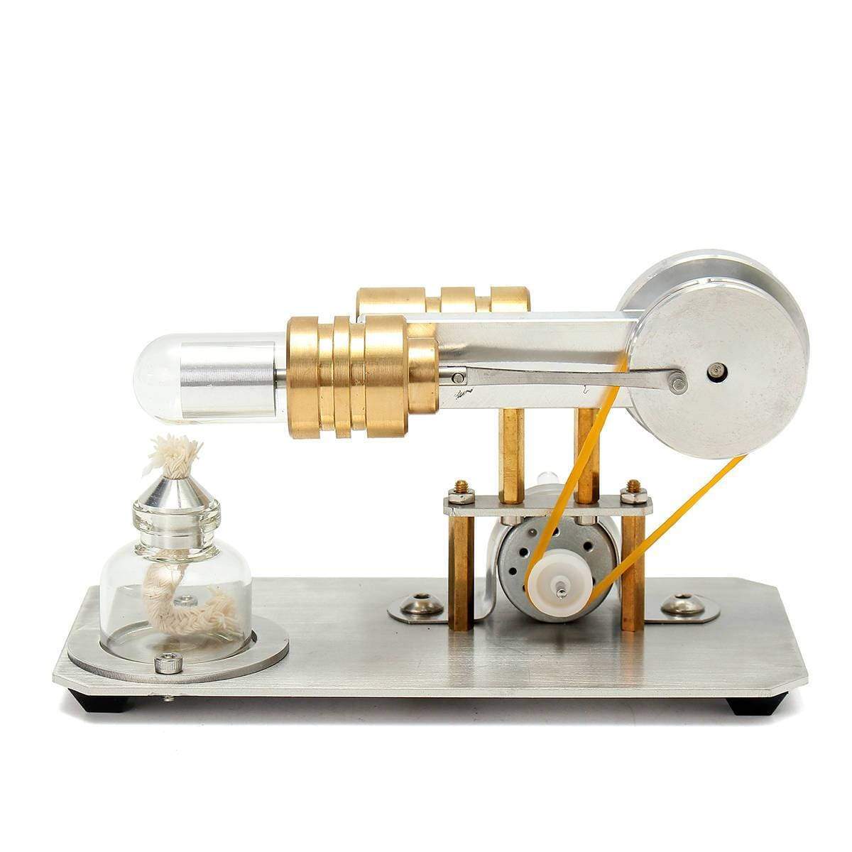 HelloWorld7-Stirling Engine Kit Single Cylinder Model Toy With Stainless Steel Base Plate Brass