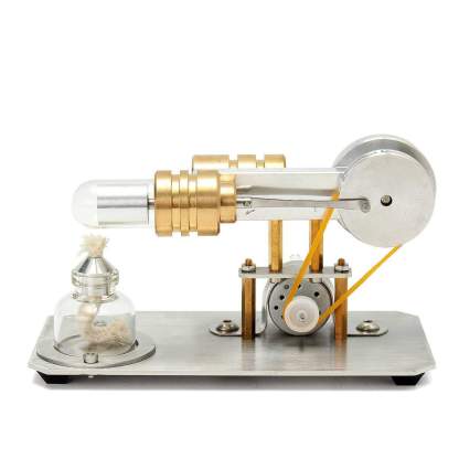 HelloWorld7-Stirling Engine Kit Single Cylinder Model Toy With Stainless Steel Base Plate Brass