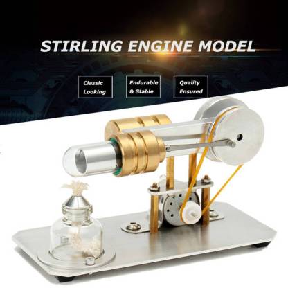 HelloWorld7-Stirling Engine Kit Single Cylinder Model Toy With Stainless Steel Base Plate Brass