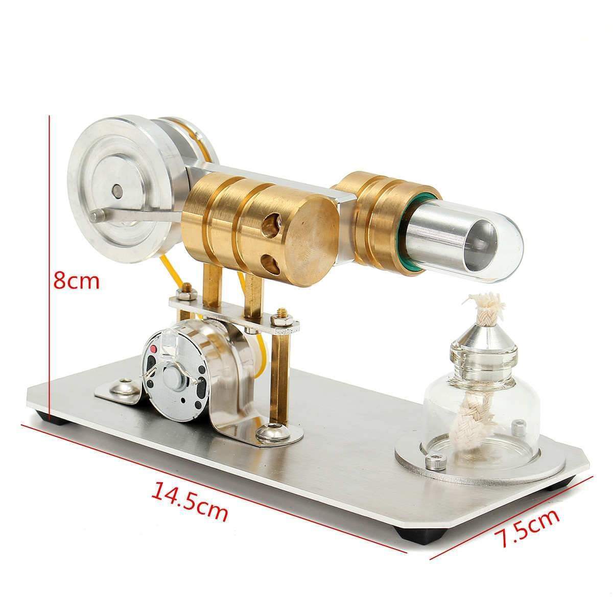 HelloWorld7-Stirling Engine Kit Single Cylinder Model Toy With Stainless Steel Base Plate Brass