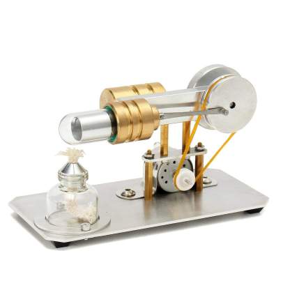 HelloWorld7-Stirling Engine Kit Single Cylinder Model Toy With Stainless Steel Base Plate Brass