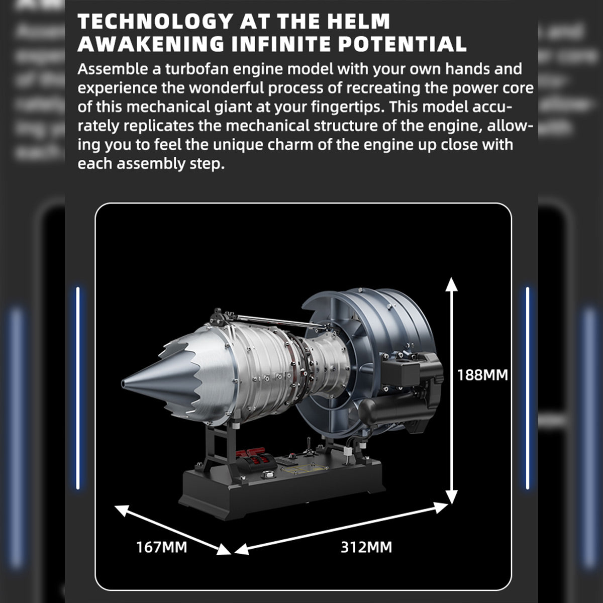 TECHING 1/12 Scale Dual Spool Cutaway Turbofan Engine Model Kits Build your Own Jet Engine Kit That Runs 300+pcs DM121-helloworld7