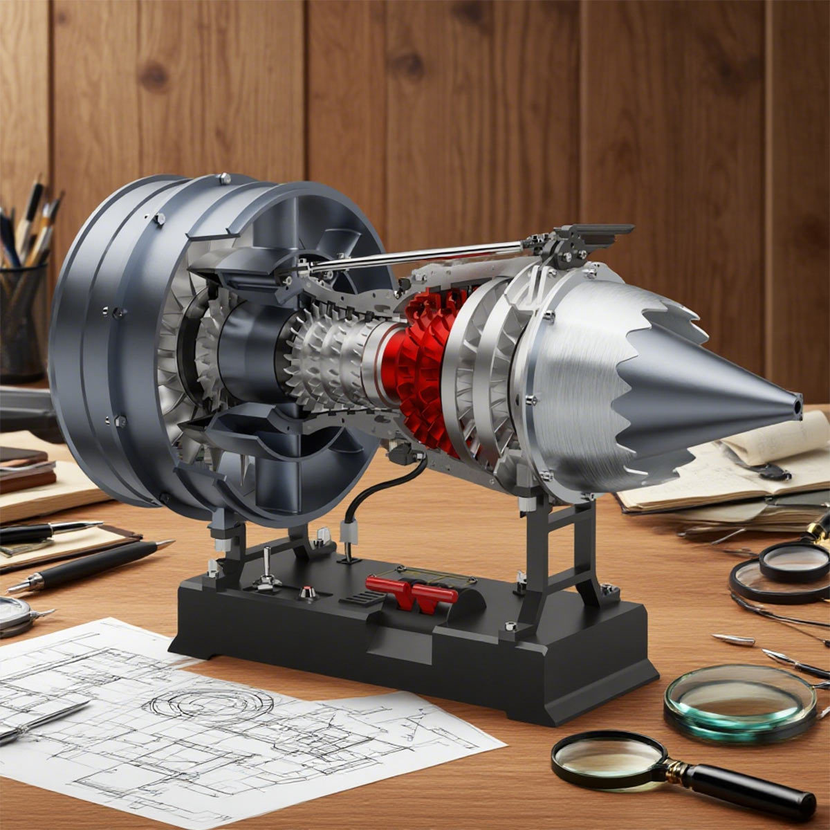 TECHING 1/12 Scale Dual Spool Cutaway Turbofan Engine Model Kits Build your Own Jet Engine Kit That Runs 300+pcs DM121-helloworld7