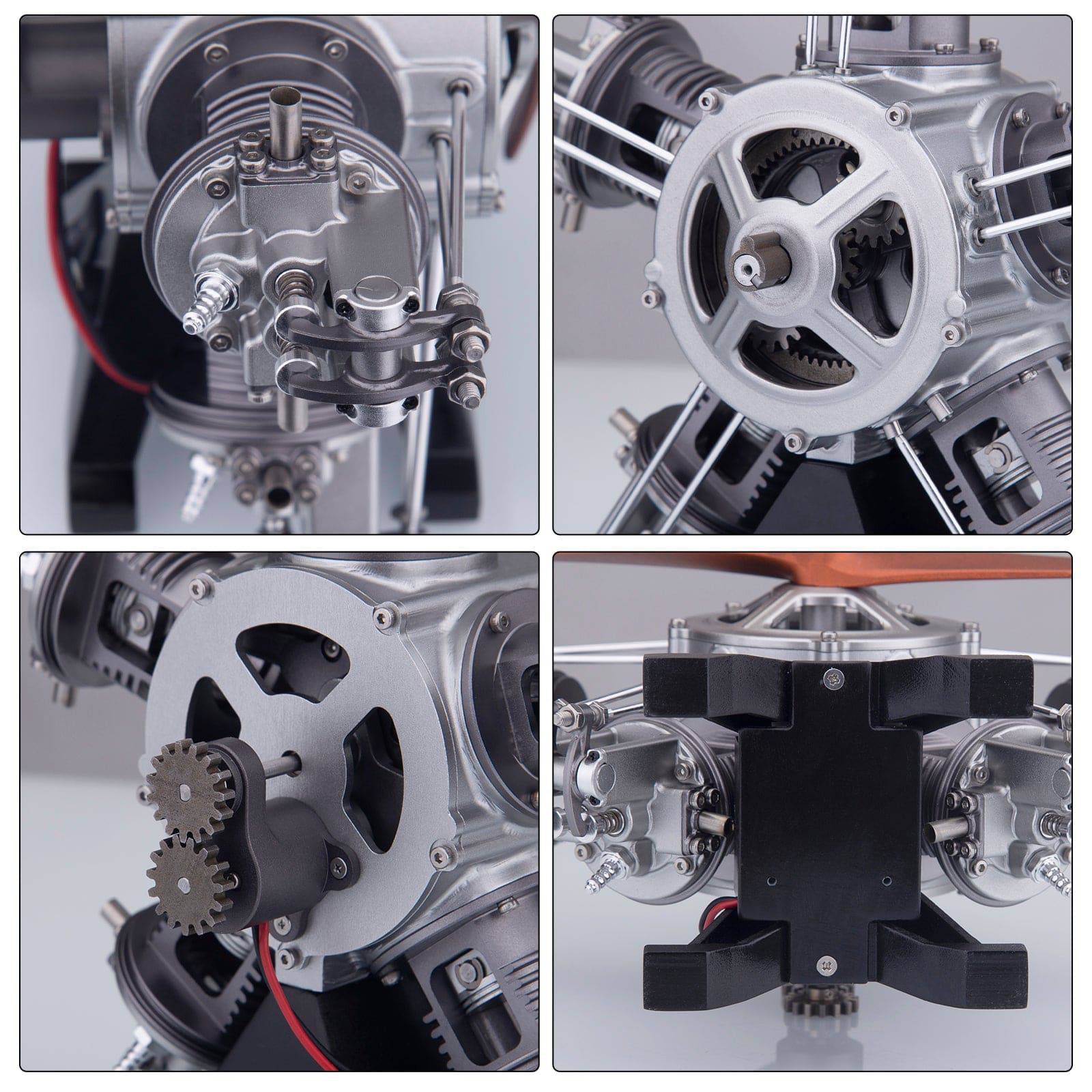 TECHING 1/6 Scale 5-Cylinder Radial Engine Model Kit Metal DIY Assembly Electric Motor STEM Gift-helloworld7