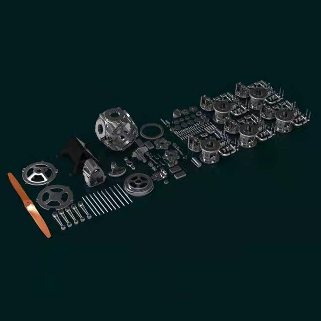 TECHING 1/6 Scale 5-Cylinder Radial Engine Model Kit Metal DIY Assembly Electric Motor STEM Gift-helloworld7