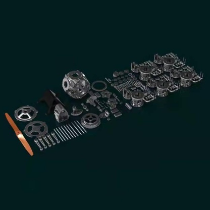 TECHING 1/6 Scale 5-Cylinder Radial Engine Model Kit Metal DIY Assembly Electric Motor STEM Gift-helloworld7