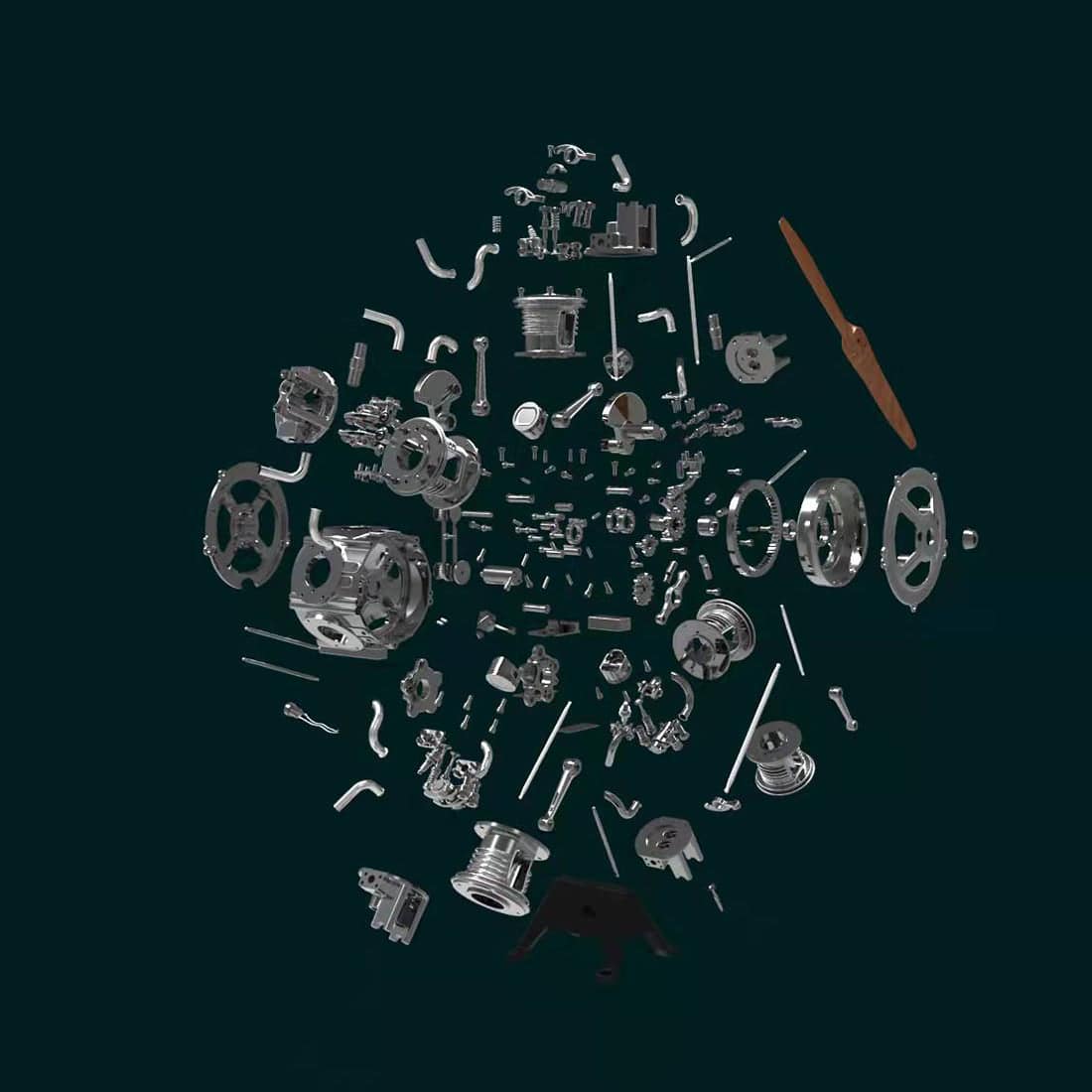 TECHING 1/6 Scale 5-Cylinder Radial Engine Model Kit Metal DIY Assembly Electric Motor STEM Gift-helloworld7