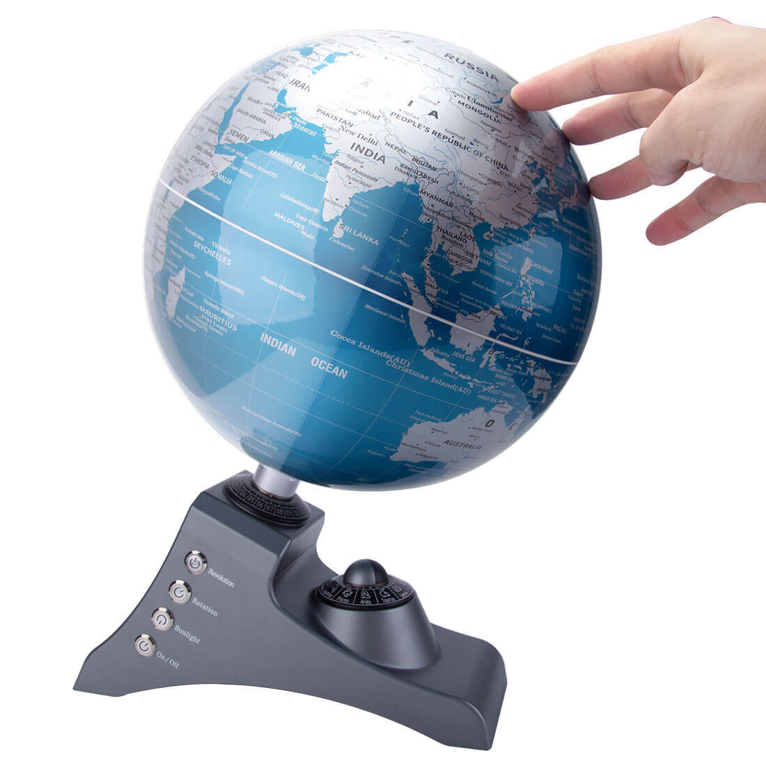 HelloWorld7-Teching Multifunctional Auto-Spinning Illuminated World Globe for Kids with Stand
